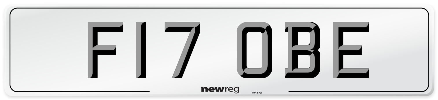 F17 OBE Number Plate from New Reg